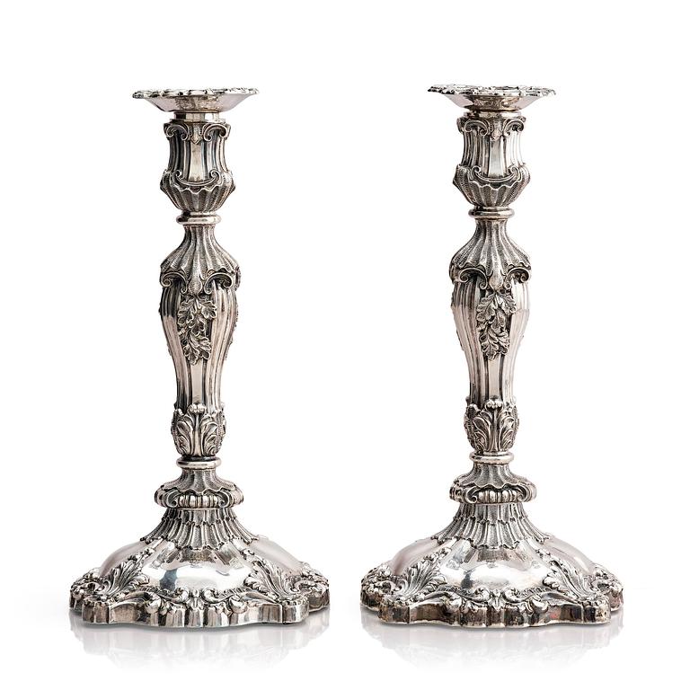 TJ & N Creswick, ljusstakar, ett par, silver, Sheffield, England, 1840.
