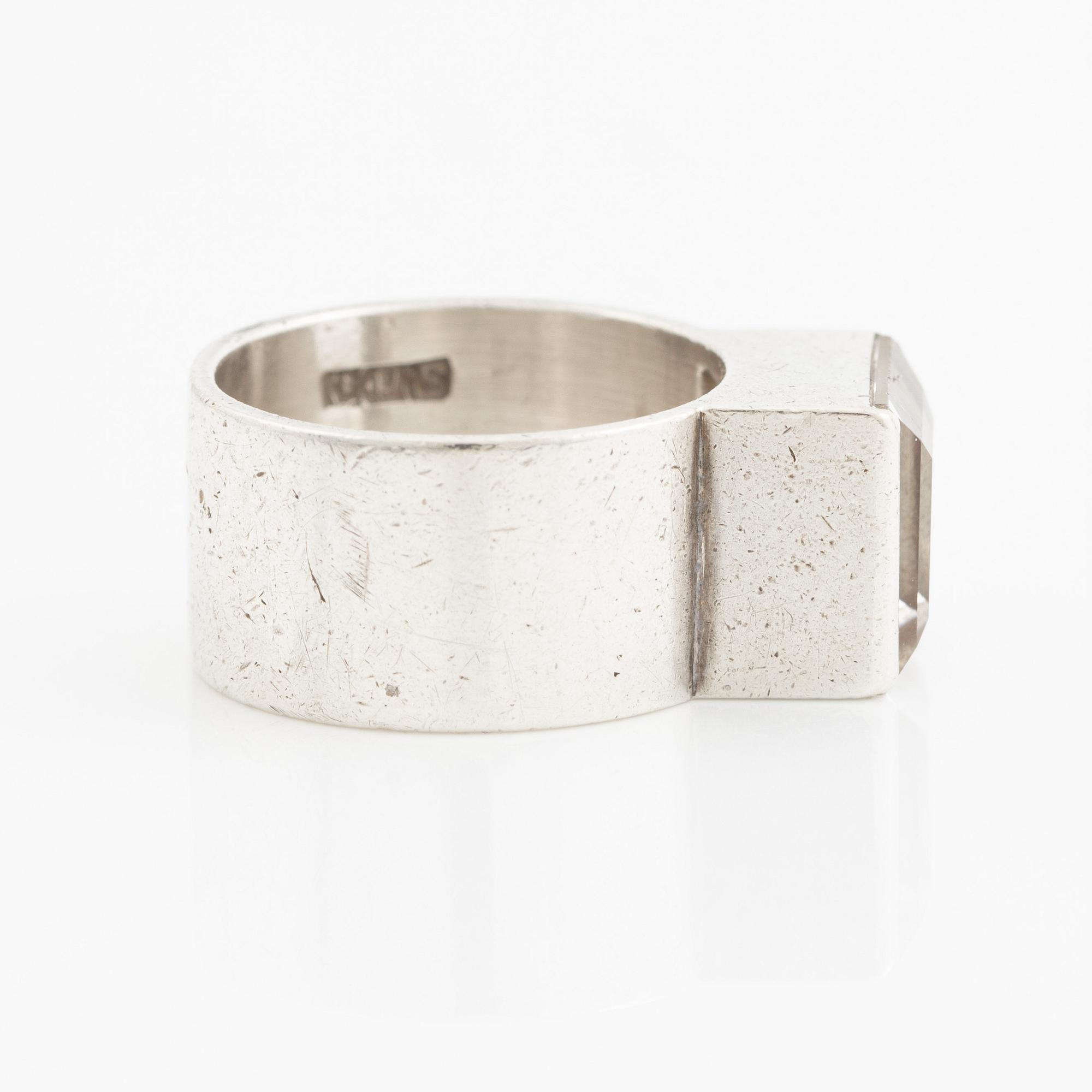 Wiwen Nilsson, ring, silver with step-cut rock crystal, Lund 1974.