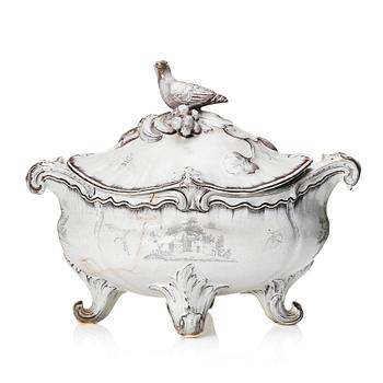 A Swedish Marieberg faience tureen with cover, dated 1768.