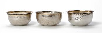 TUMLARE, 3 st, silver, Stephan Westerstråhle, Stockholm 1806, Berndt Halck, Halmstad 1771,Petter Britt, Kalmar.