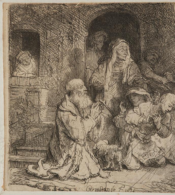 Rembrandt Harmensz van Rijn, "The Angel departing from the Family of Tobias".