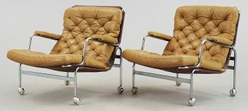 FÅTÖLJER, ett par, "Karin", Bruno Mathsson för Dux, 1970-tal.