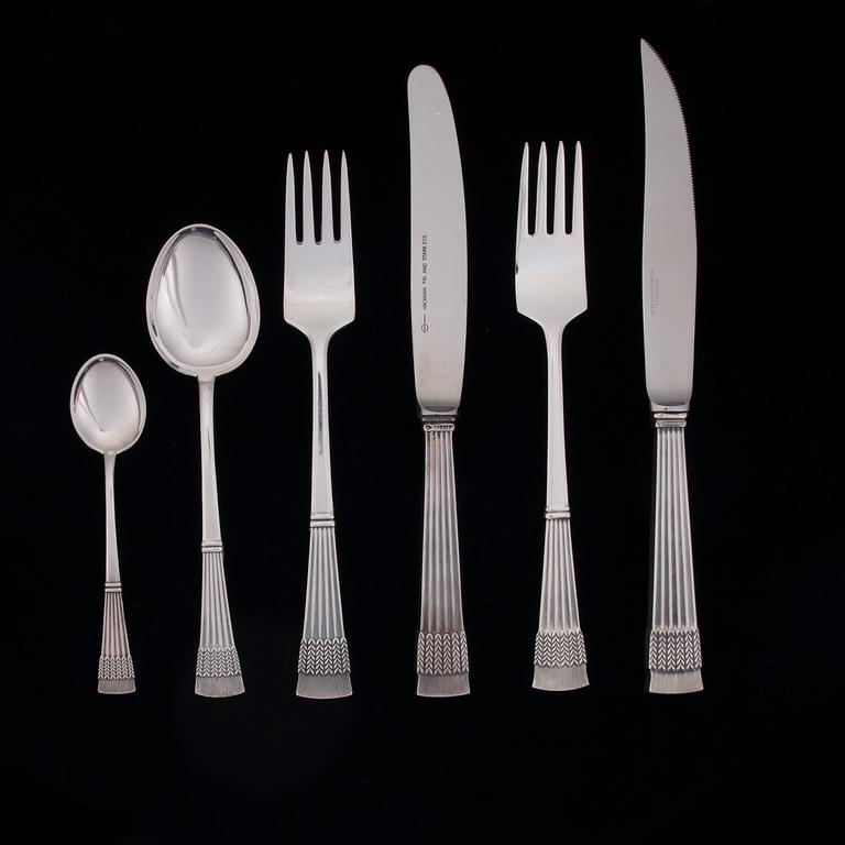 PARTI BESTICK, 36 st, silver, "Tähkä", 1977-2000. Totalvikt inkl knivblad 1520 g.