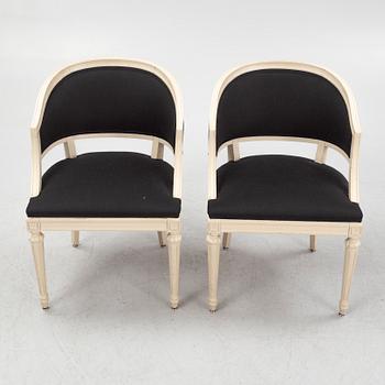 A pair of late Gustavian style armchairs, mid 20th century.