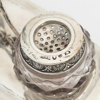 A Swedish Silver and Glass Inkwell, mark of Carl Petter Lampa, Stockholm 1828.