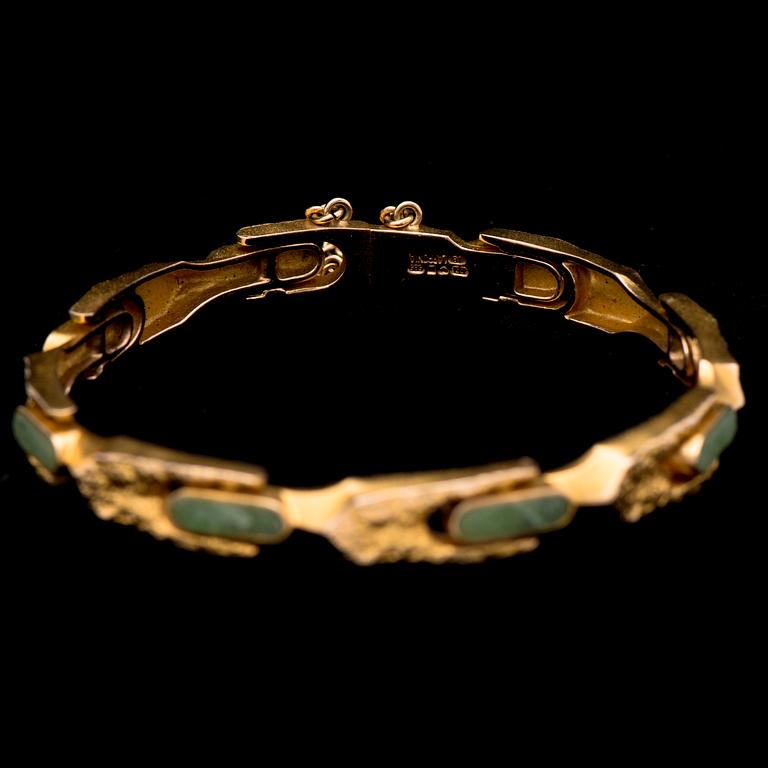 BJÖRN WECKSTRÖM, ARMBAND "Namban", zoisit, 14K guld. Lapponia 1986.