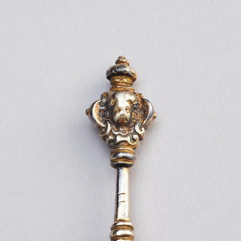 A Swedish 17th century silver-gilt spoon, mark of Johan Christophersson, Torshälla (1639-1671).