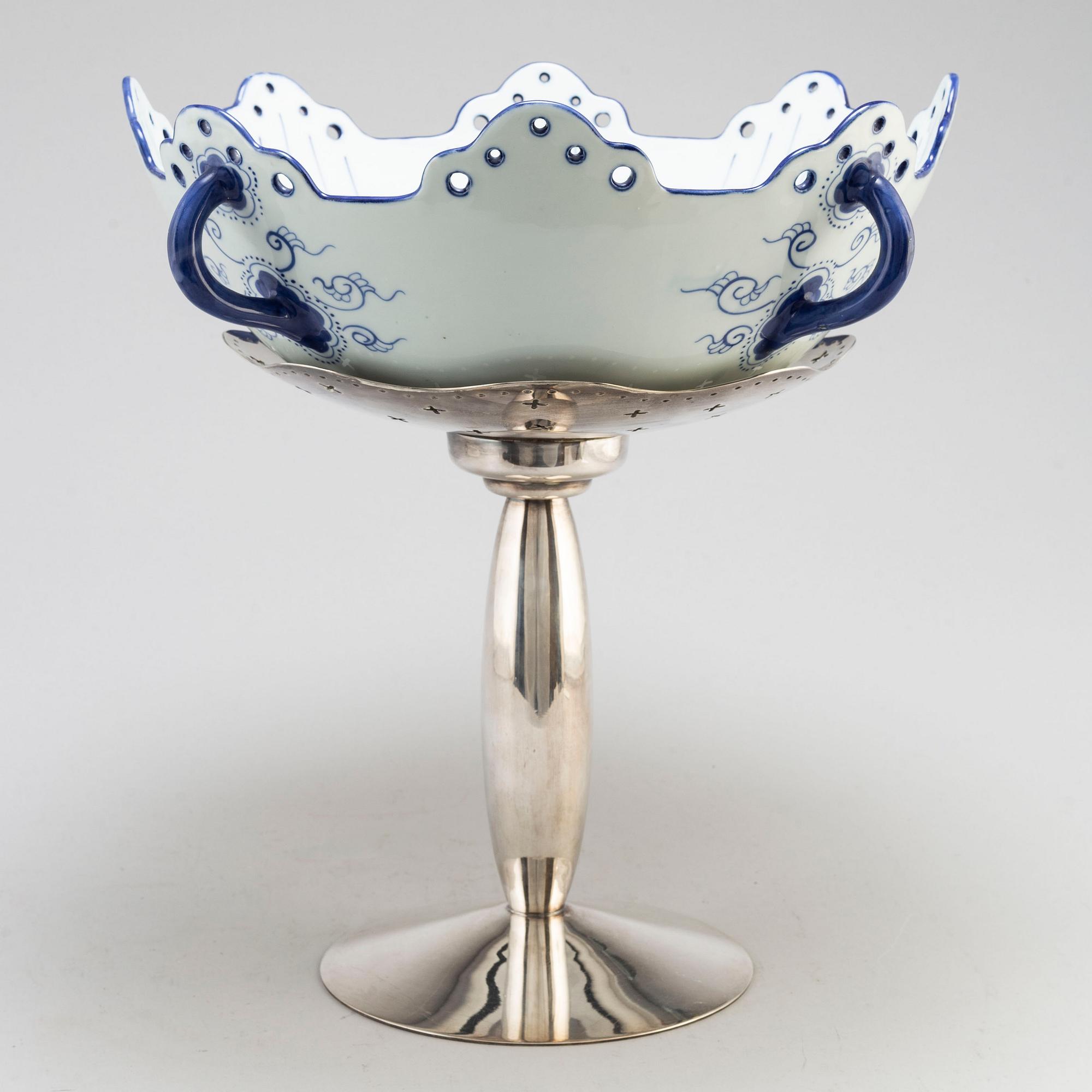 BOREK SIPEK, an 'Odette' porcelain and silver plated brass centrepiece from Driade, Italy.
