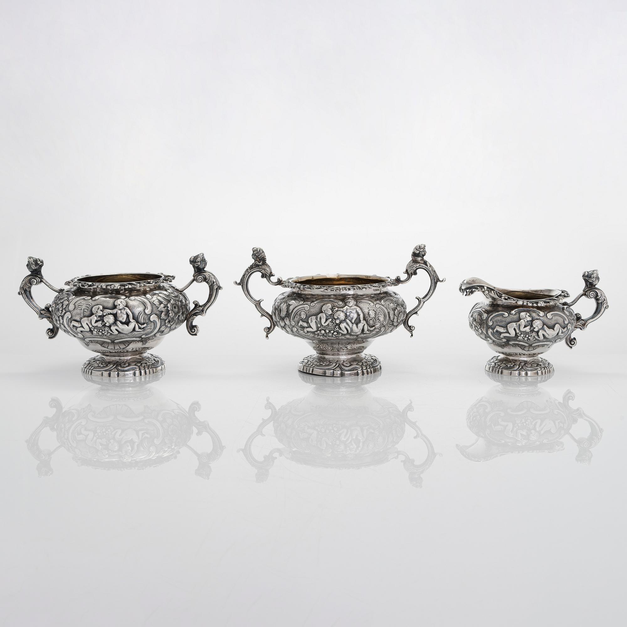 Joseph Angell, te- och kaffeservis, sterlingsilver, 7 delar, London 1817-1823.