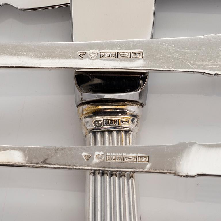 Mauno Honkanen, bestickuppsättning, 16 delar, silver, "Tähkä", Tillander, Helsingfors 1967-68.