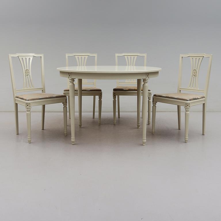 MATGRUPP, 5 delar, gustaviansk stil, 1900-talets andra hälft.