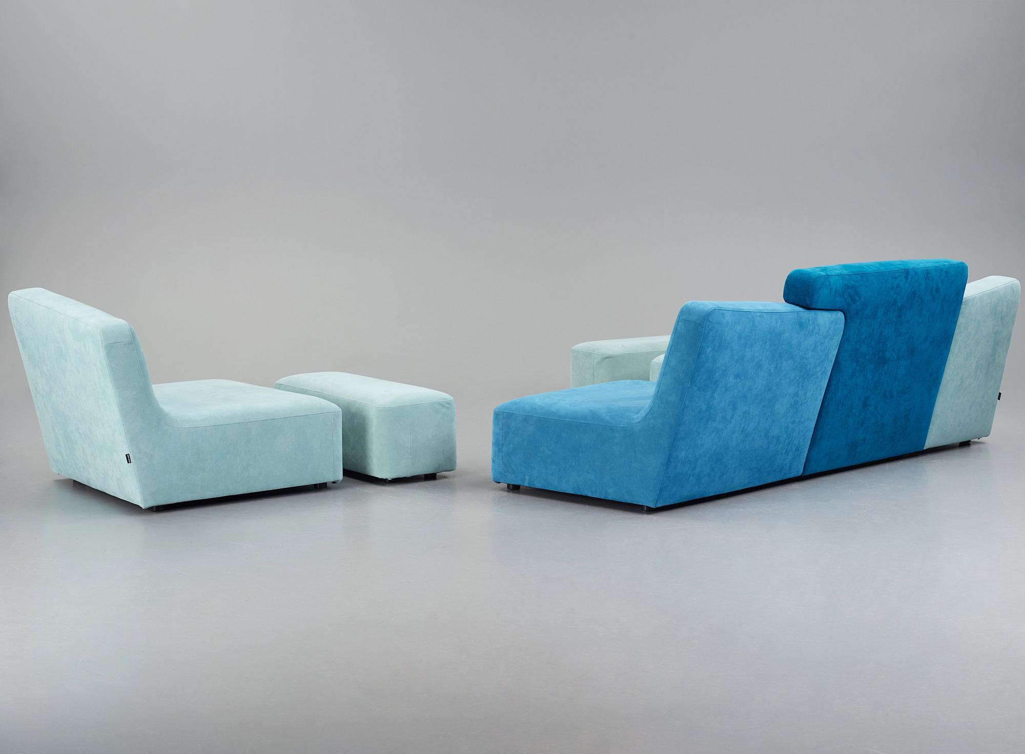 Philippe Nigro, a set with sofa and easy chair, 6 pieces, "Confluences", Ligne Roset, France, 2000s.