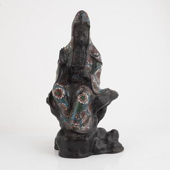 A Chinese cloisonne figurine of a Guanyin, 20th Century.