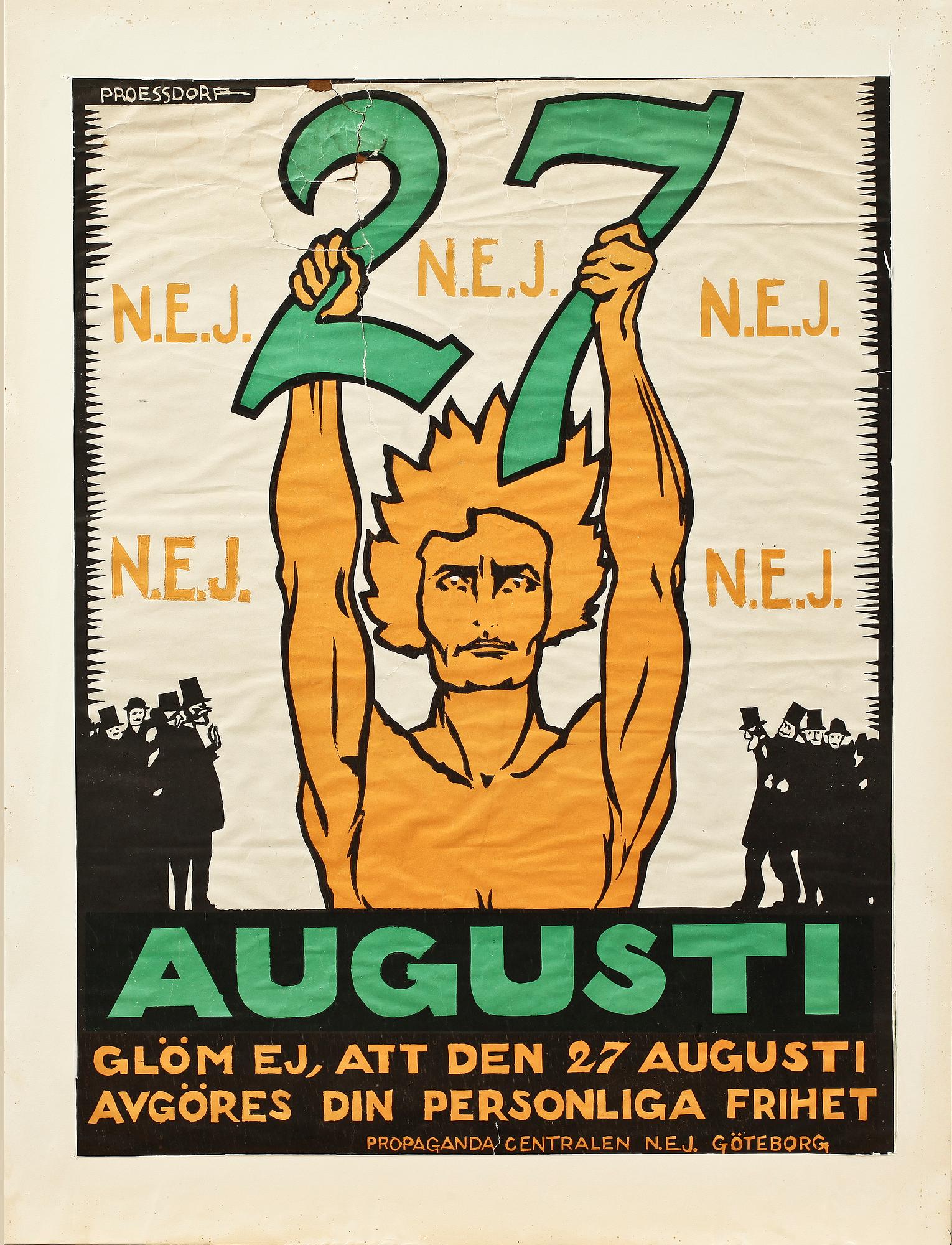 ALFRED PROESSDORF, förbudsaffisch, 1922.