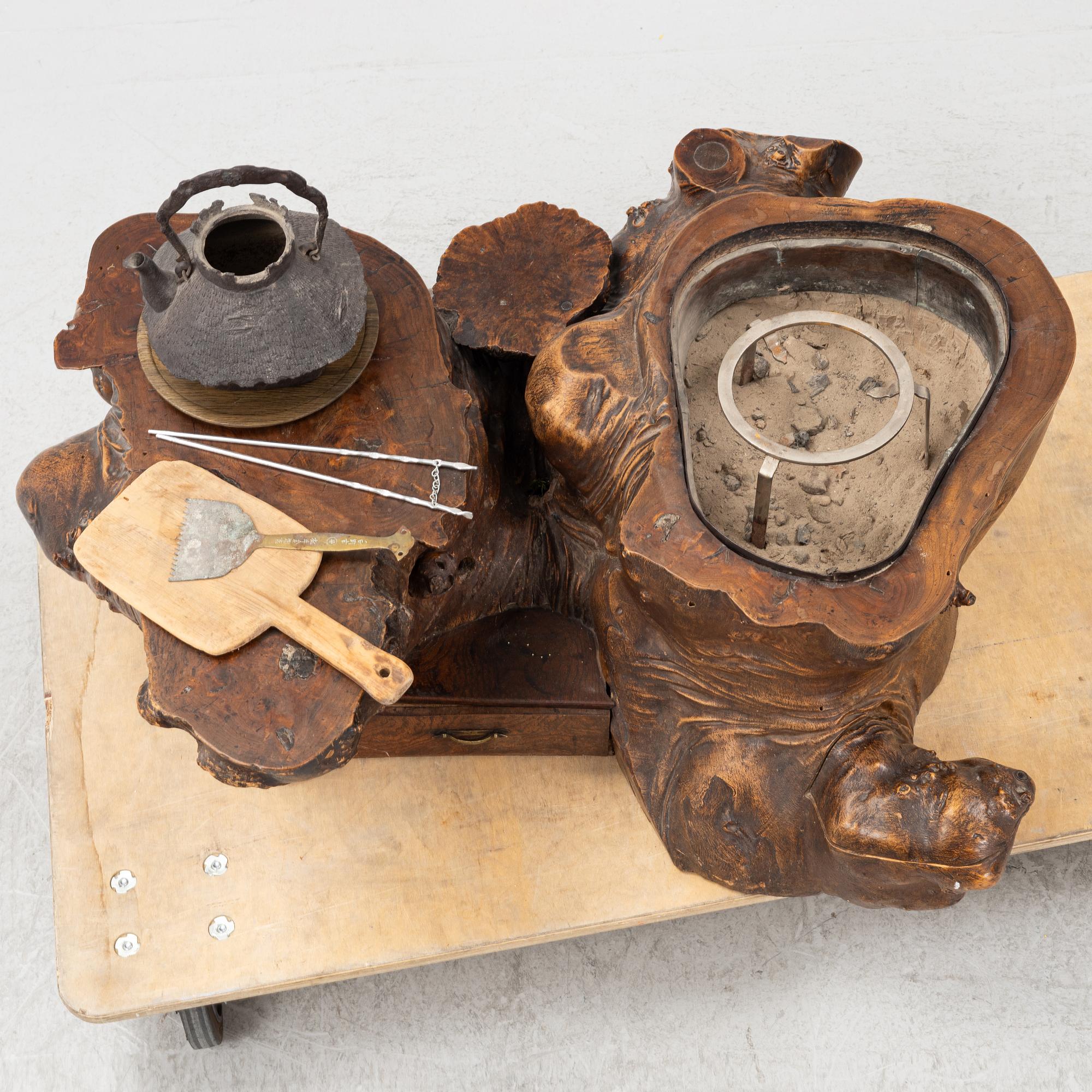 A wooden sculpture/table for tea ceremony, Japan early 20th century.