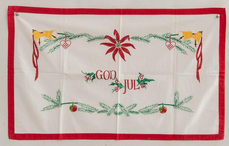 A collection of Christmas tablecloths 12 pcs first half/mid 20th century.