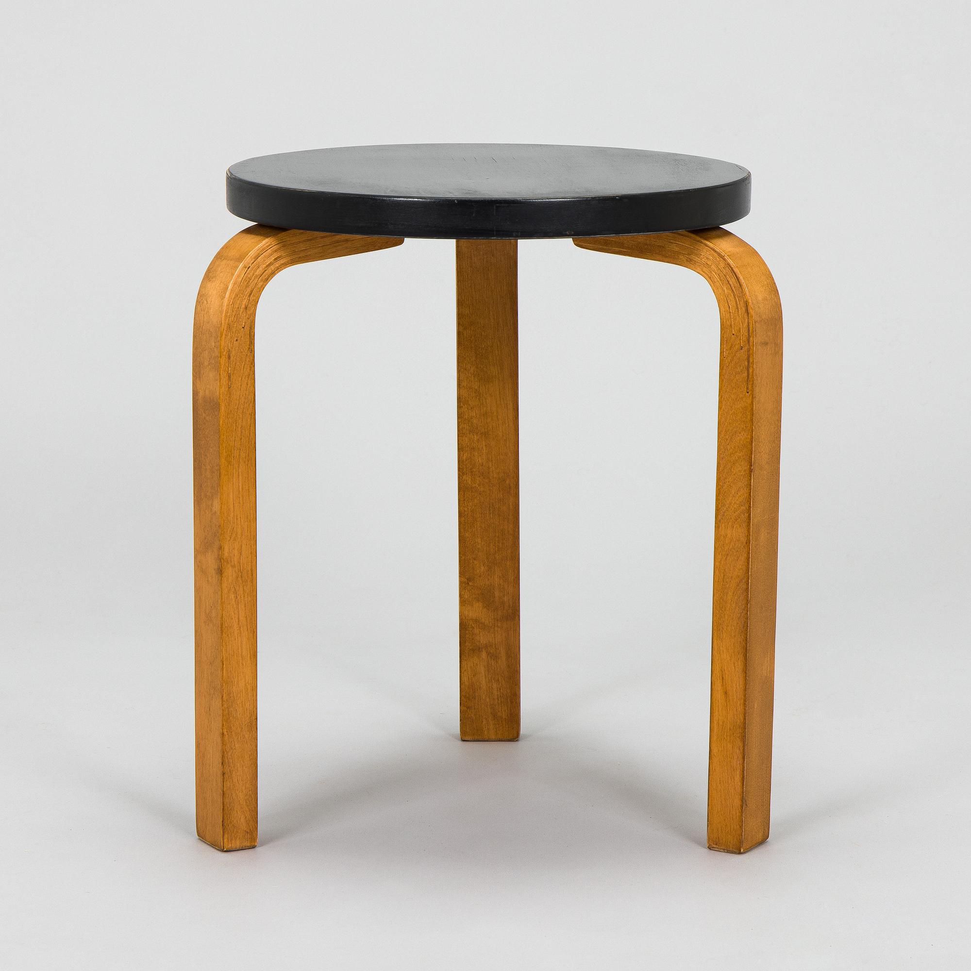 Alvar Aalto, a 1930s '60' stool for OY Huonekalu- ja Rakennustyötehdas A.B. Finland.