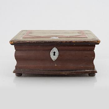 A wooden box, Sweden, dated 1776.