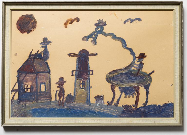 Nils "Björnjägarn" Rundgren, three paintings, "Figures".