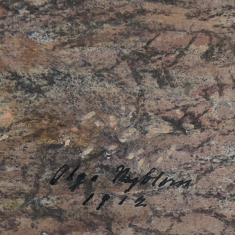OLGA NYBLOM, Kol och pastell på papper lagd på kartong, Signerad och daterad ”Olga Nyblom / 1912”.