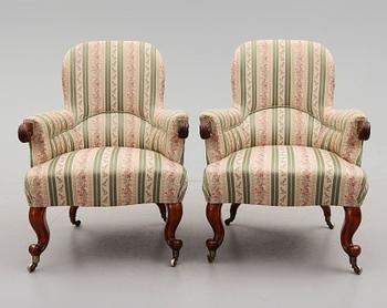 FÅTÖLJER, 1 par, 1800-talets slut.