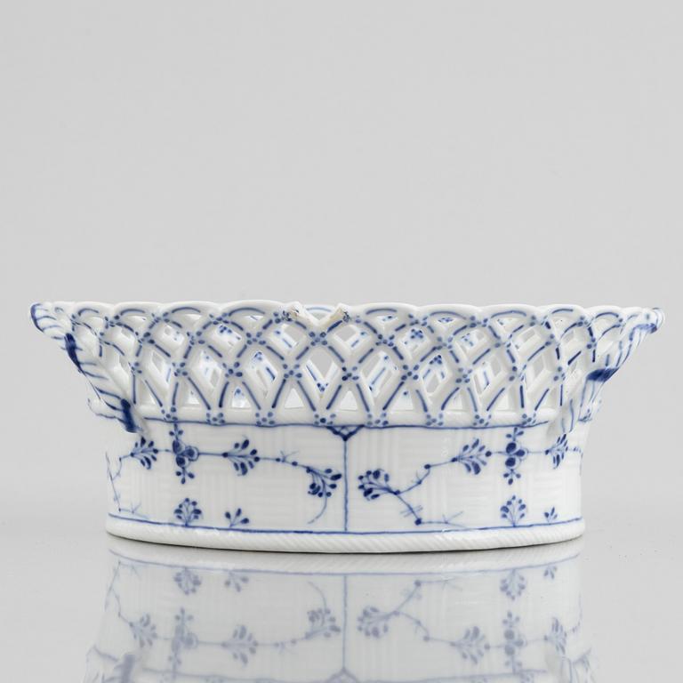 A 'Blue Fluted Full Lace' porcelain fruit basket, Royal Copenhagen, model 1055, 1893-1900.