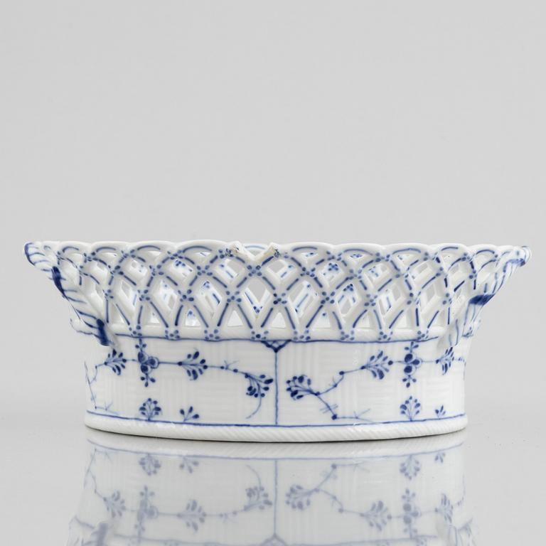 A 'Blue Fluted Full Lace' porcelain fruit basket, Royal Copenhagen, model 1055, 1893-1900.