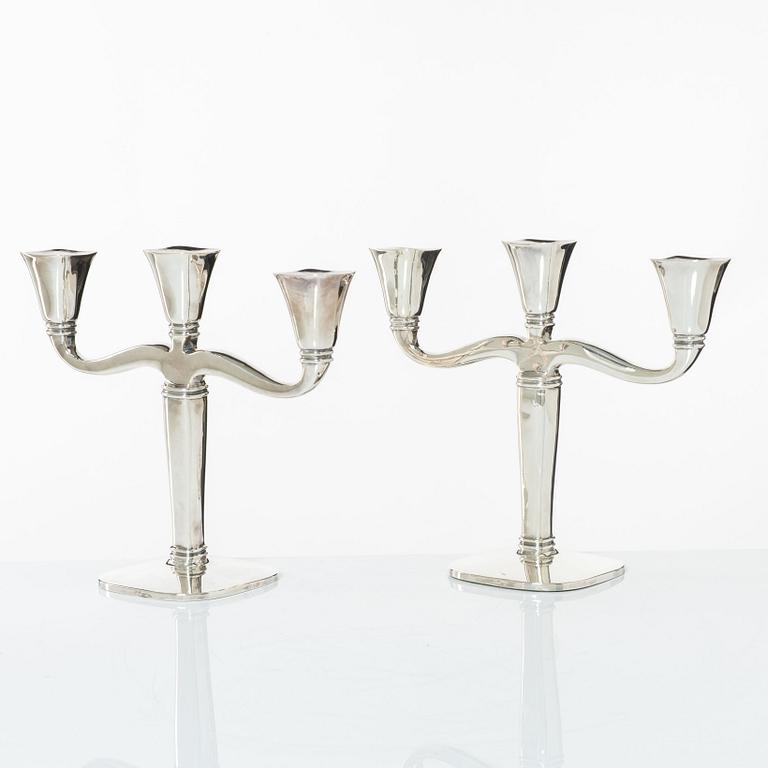 Candelsticks, a pair, silver, first half/mid 20th Century.