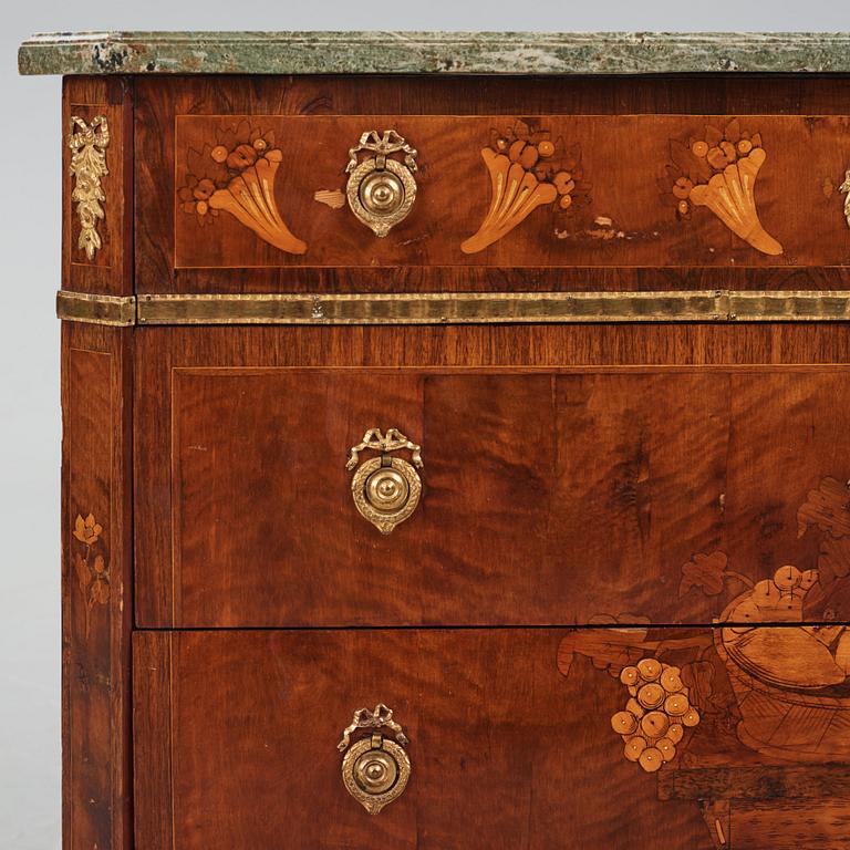 A marquetry and gilt-brass mounted commode attributed to C. Lindborg (master 1781-1808).