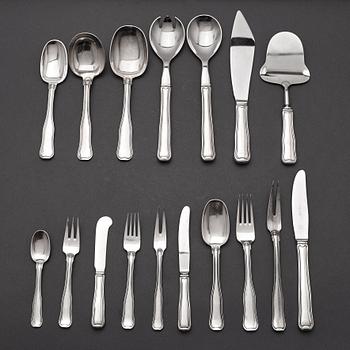 130. Harald Nielsen, a set of 108 pieces of "Old  Danish" sterling and stainless steel flatware, Georg Jensen Copenhagen post 1947.