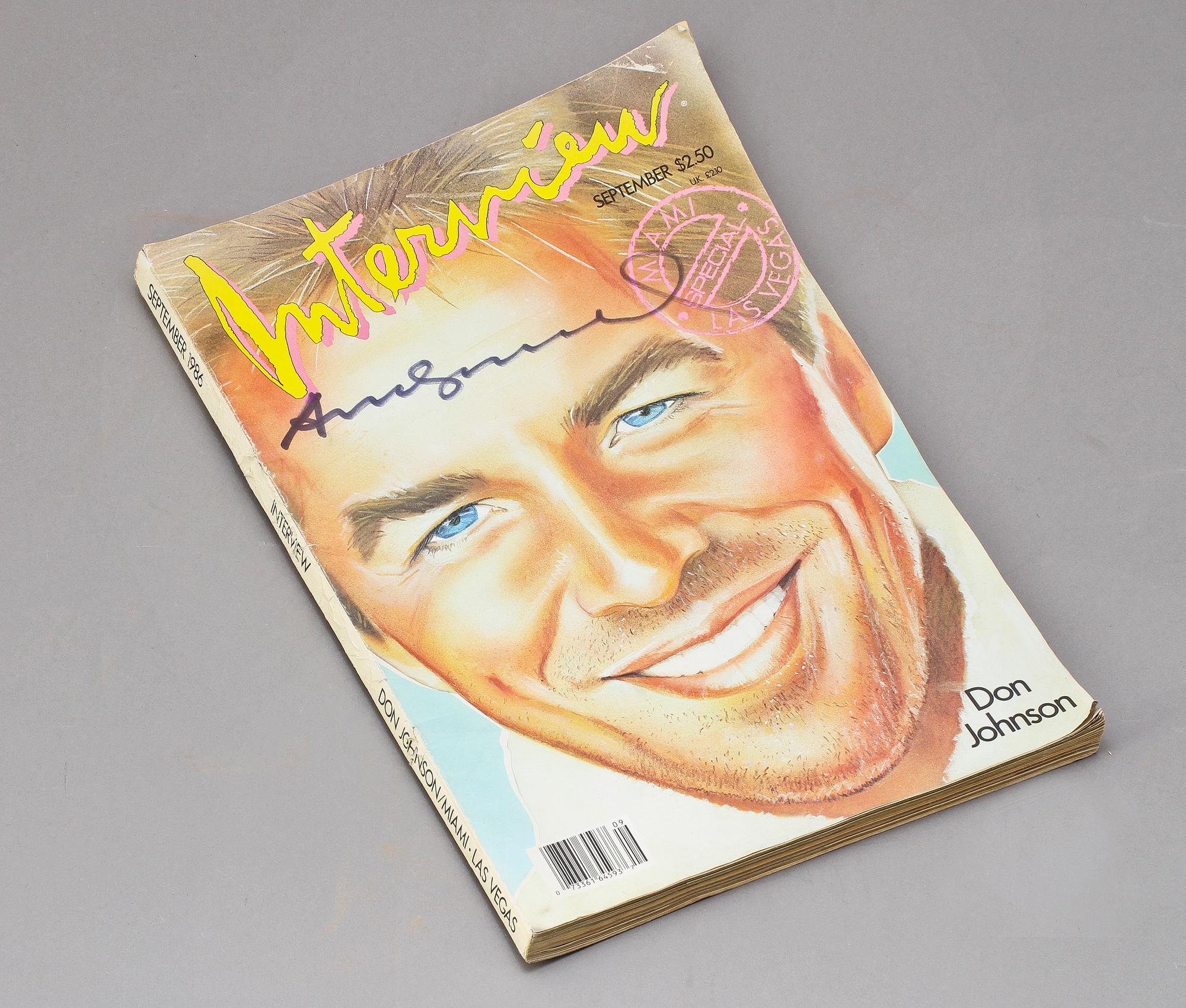 ANDY WARHOL, efter, tidskrift, "Interview, 1986". Sign.