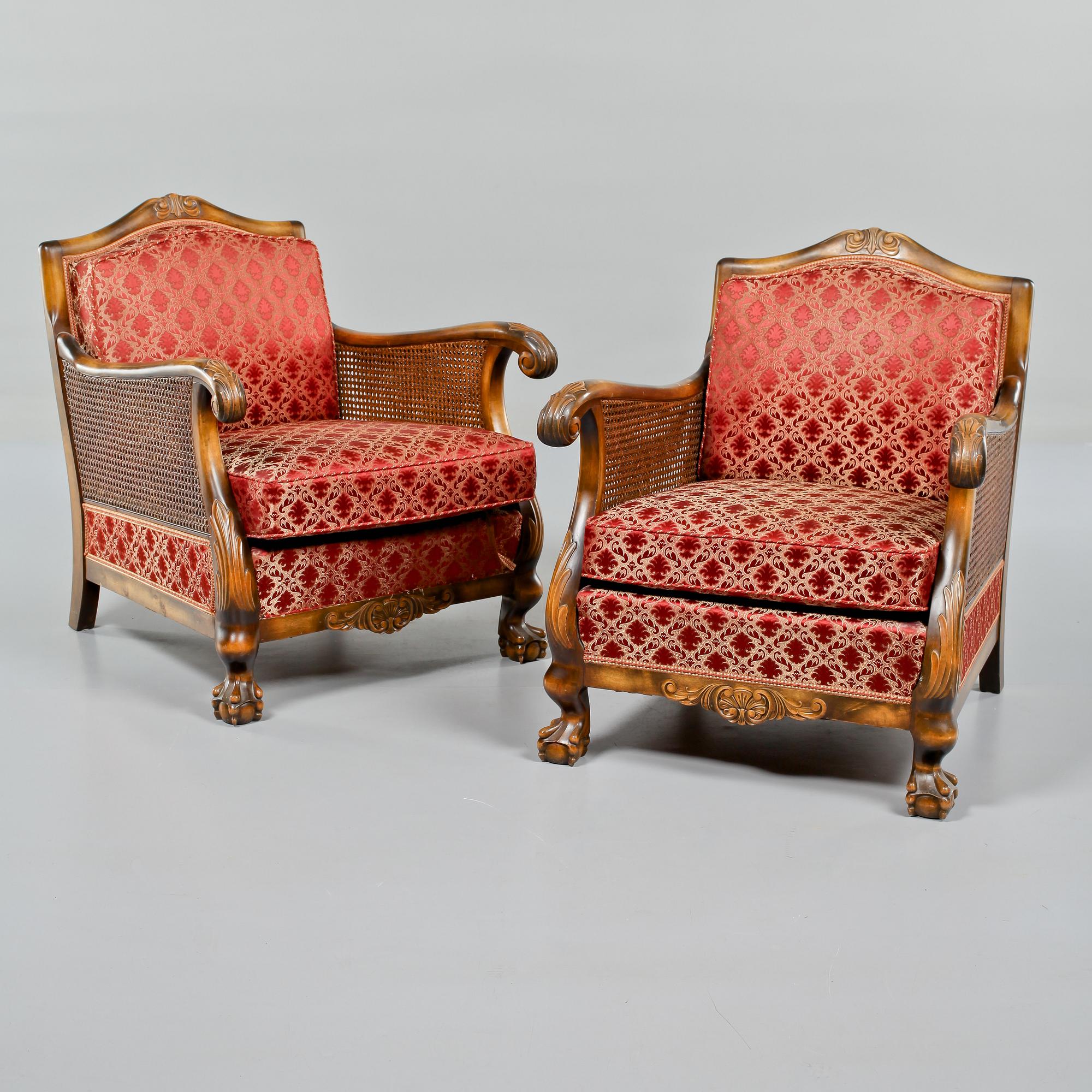 FÅTÖLJER, Chippendale-stil, 1900-talets första hälft.