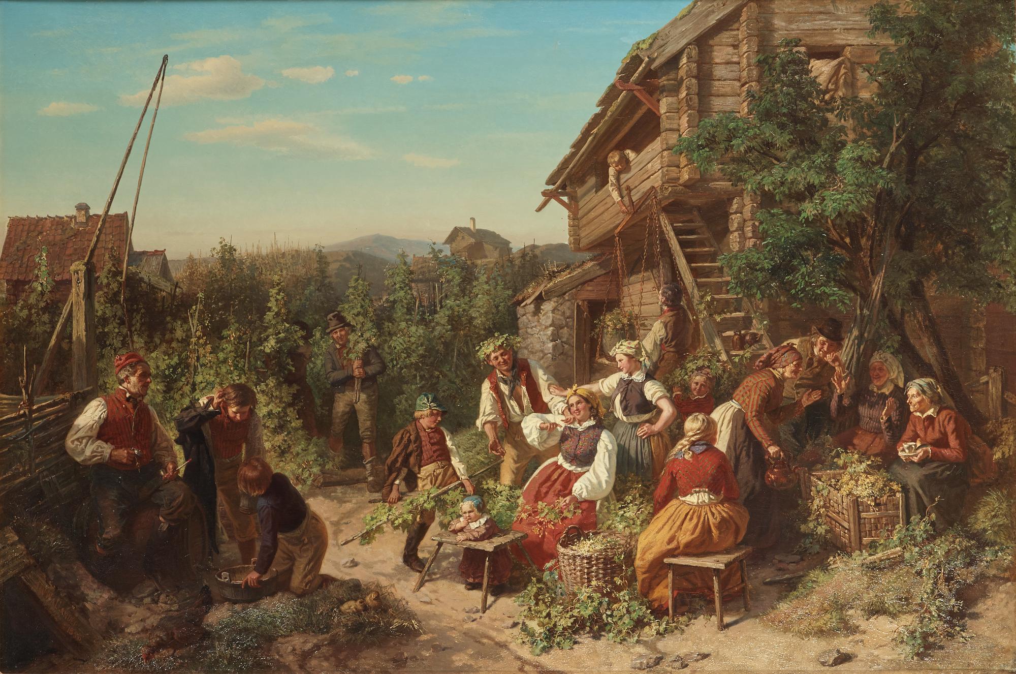 Josef Wilhelm Wallander, "Humleskörd i Askarboda, Österåker".