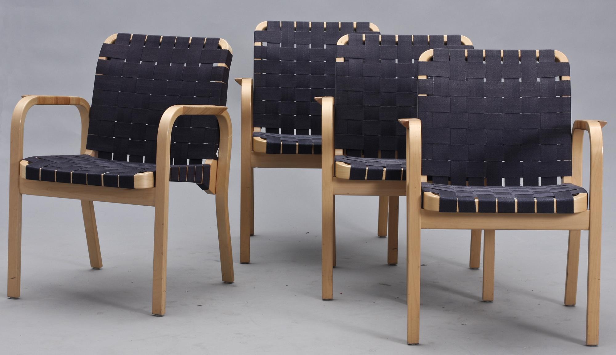 KARMSTOLAR, 4 st, "Nr 45", Alvar Aalto, Artek, Finland.