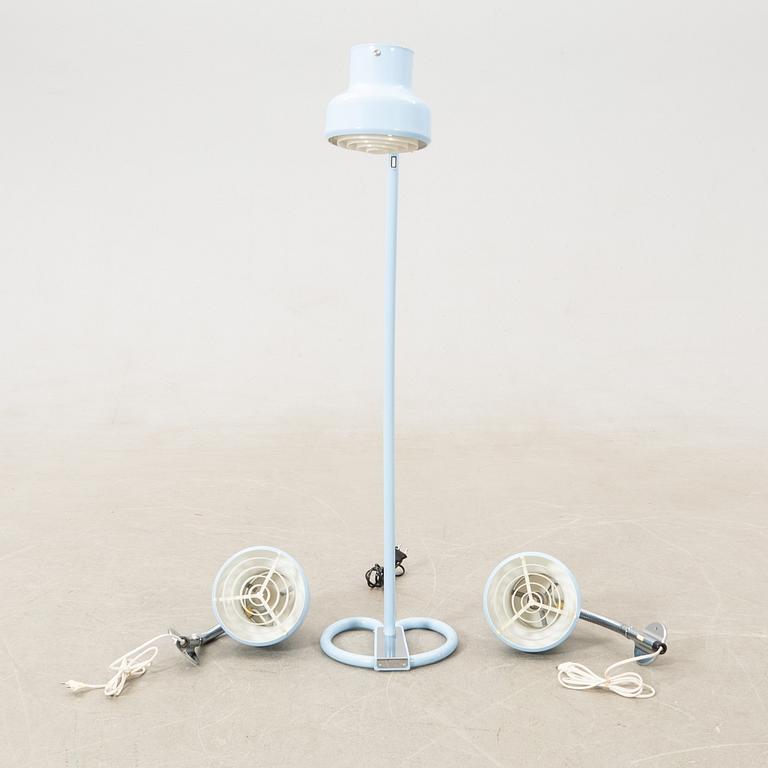 Anders Pehrson, floor lamp and a pair of wall lamps "Bumling" for Ateljé Lyktan Århus, late 20th century.