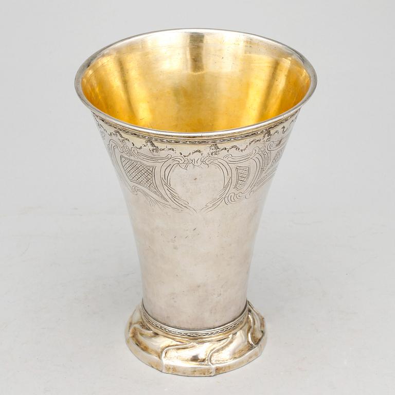 BÄGARE, silver, Daniel Lundström Stockholm 1779. Vikt 404 gr.
