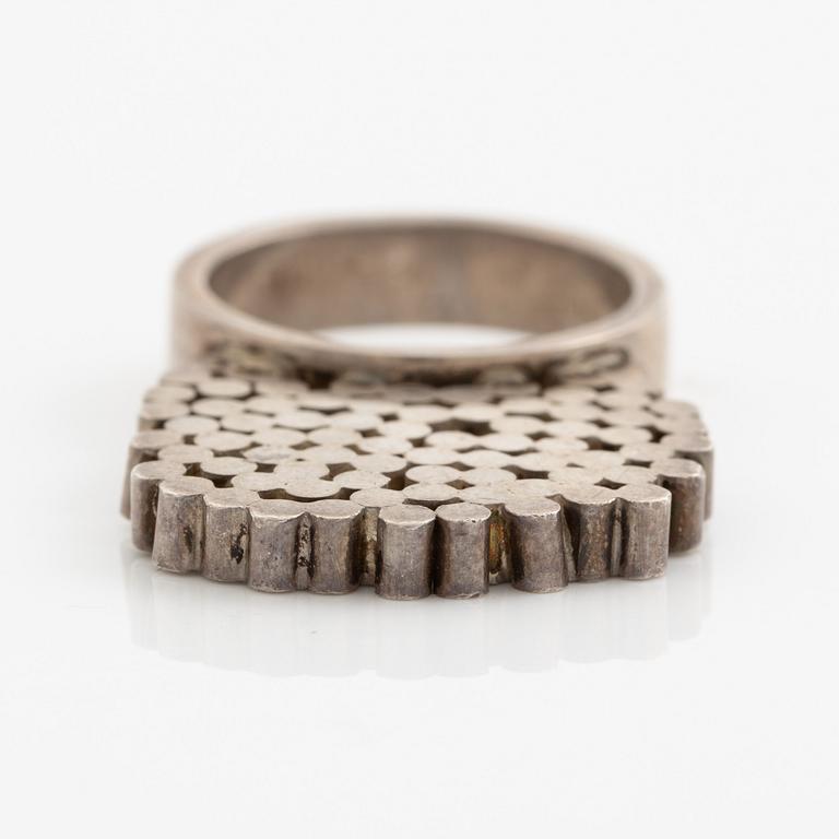 Cecilia Johansson, a bracelet, a ring, and a pair of earrings, silver, Gothenburg 1964 and 1965.