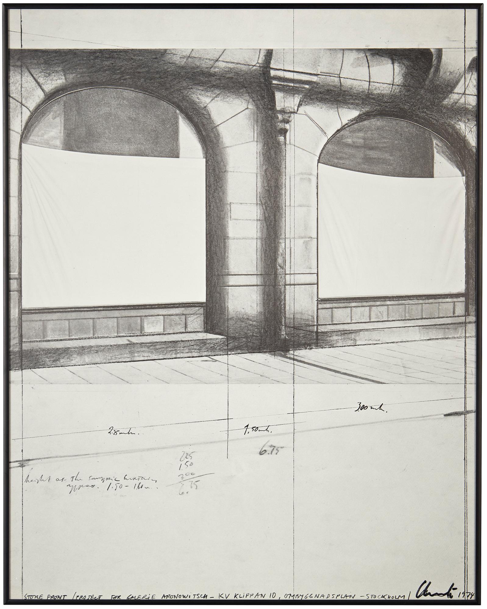 Christo & Jeanne-Claude, "Store Front (Project for Galerie Aronowitsch - Kv Klippan 10, ombyggnadsplan - Stockholm)".