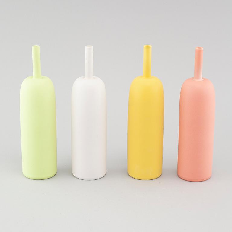 INGER PERSSON, four porcelain vases from the series "Pro Arte", test models, not signed, 1990s.