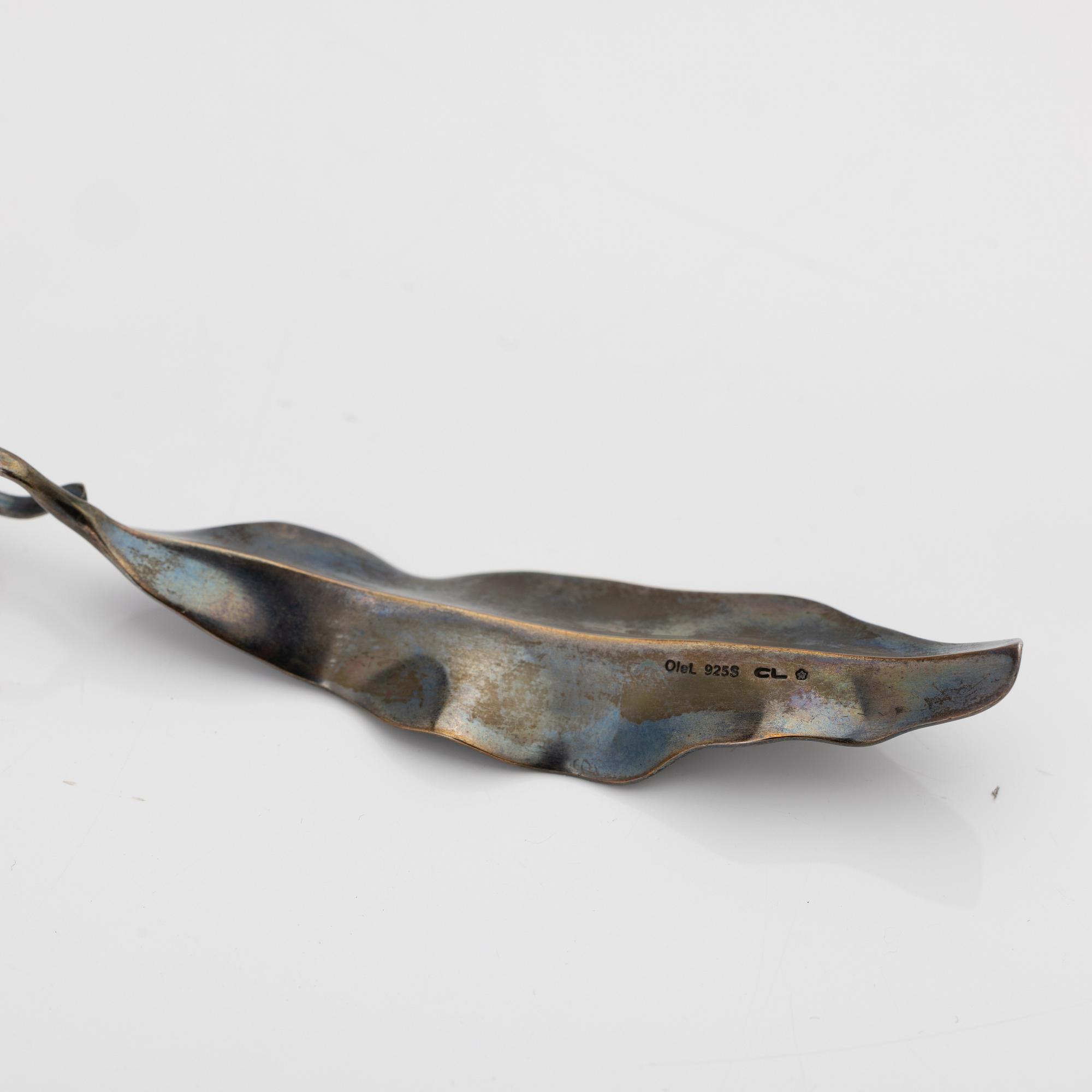 Ole Lynggaard, Chain with pendant, oxidised silver with leaf-shaped pendants, designed by Charlotte Lynggaard.
