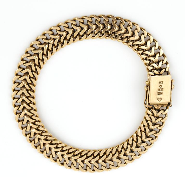 ARMBAND, 18K guld, Firma Lars Börjesson, Stockholm, 1981. Vikt ca 28g.