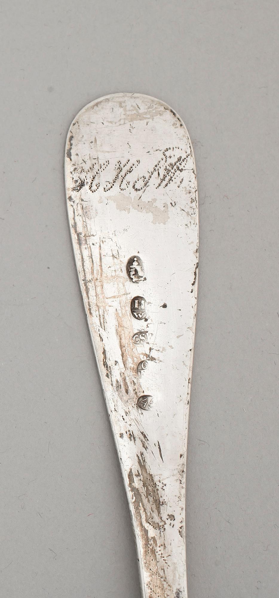 SKEDAR, 3 st, silver, bla England, 1700-1800-tal. Tot ca 140 gram.