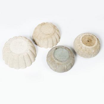 Syco Keramik, eight flower pots, Sweden, mid20th century.
