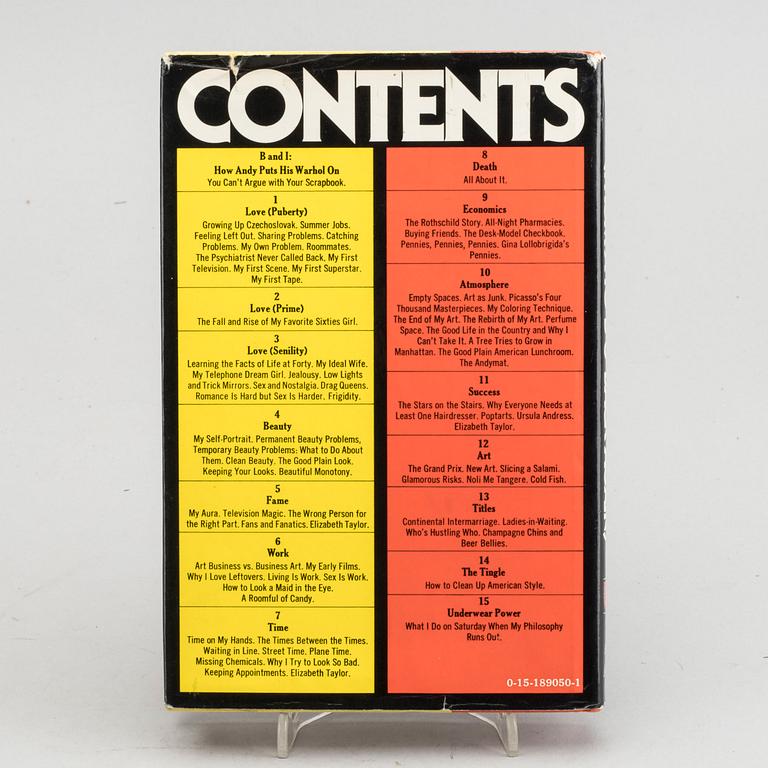 BOOK, "The Philosophy of Andy Warhol (from A to B & back again)", 1975, first edistion, signed.