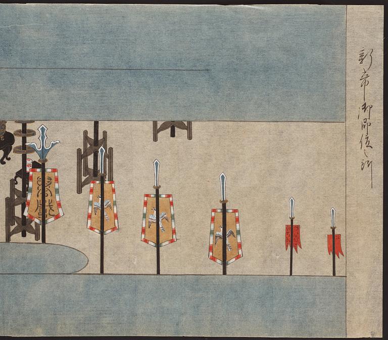 Målningar på rispapper, fyra stycken, Japan, 1800-tal.