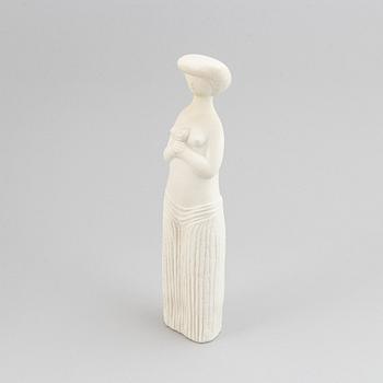 Stig Lindberg, a parian figurine and a stoneware flask with cover, Gustavsberg.