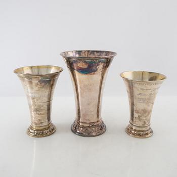 Trophies 3 pcs silver GAB Stockholm 1936, 1946 and 1965 (?).