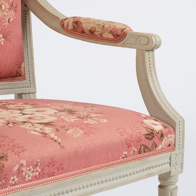 A carved Gustavian armchair by C. J. Wadström (master 1788-1816).