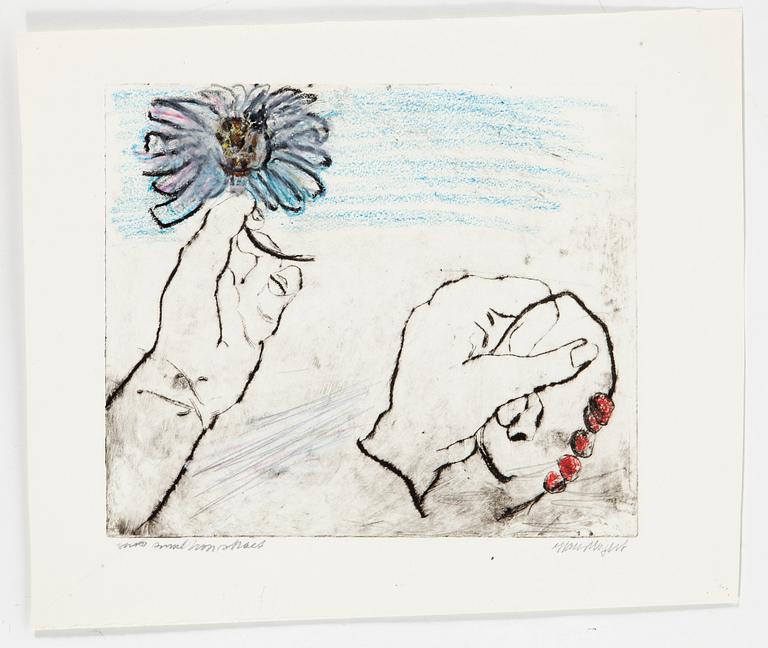 HANS WIGERT, mixed media on drypoint etching signed Hans Wigert.