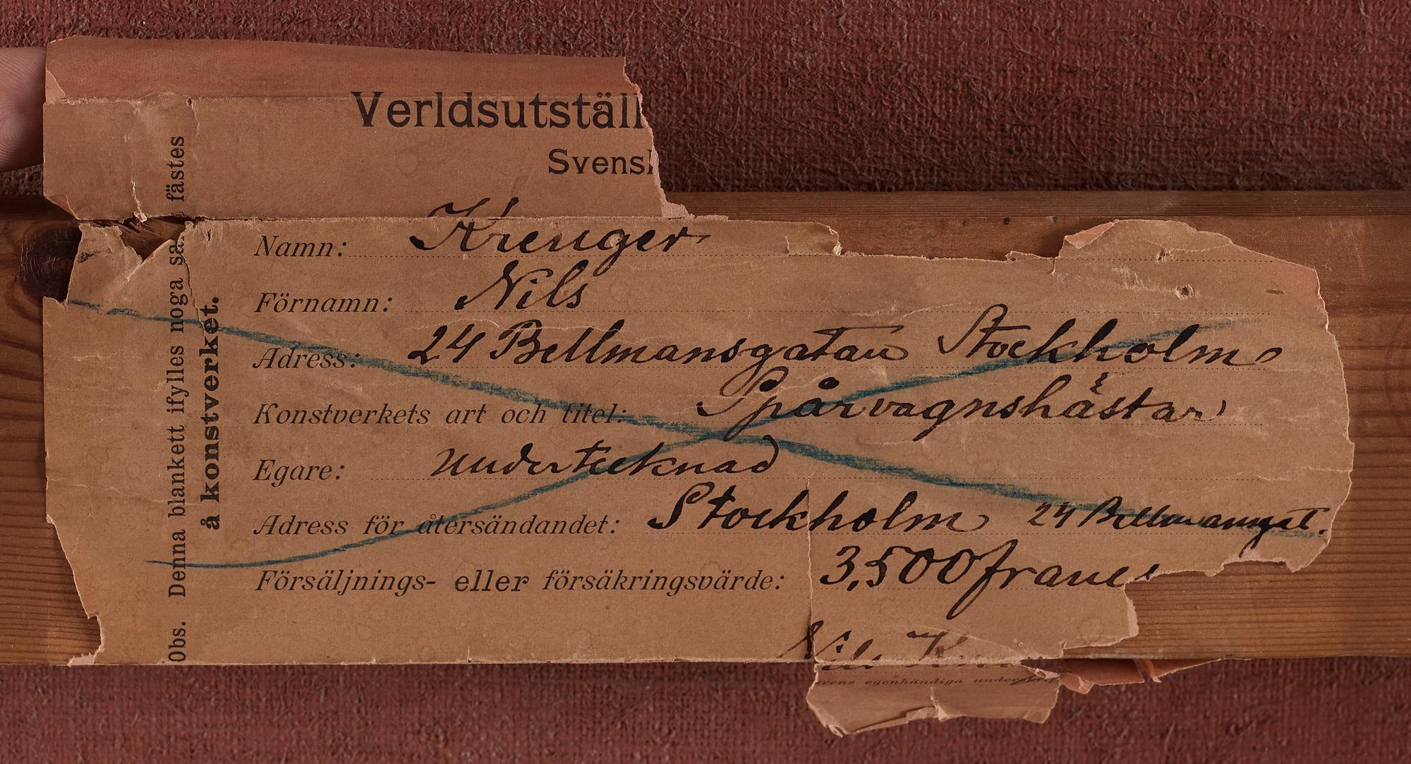 Nils Kreuger, "Spårvagnshästar".
